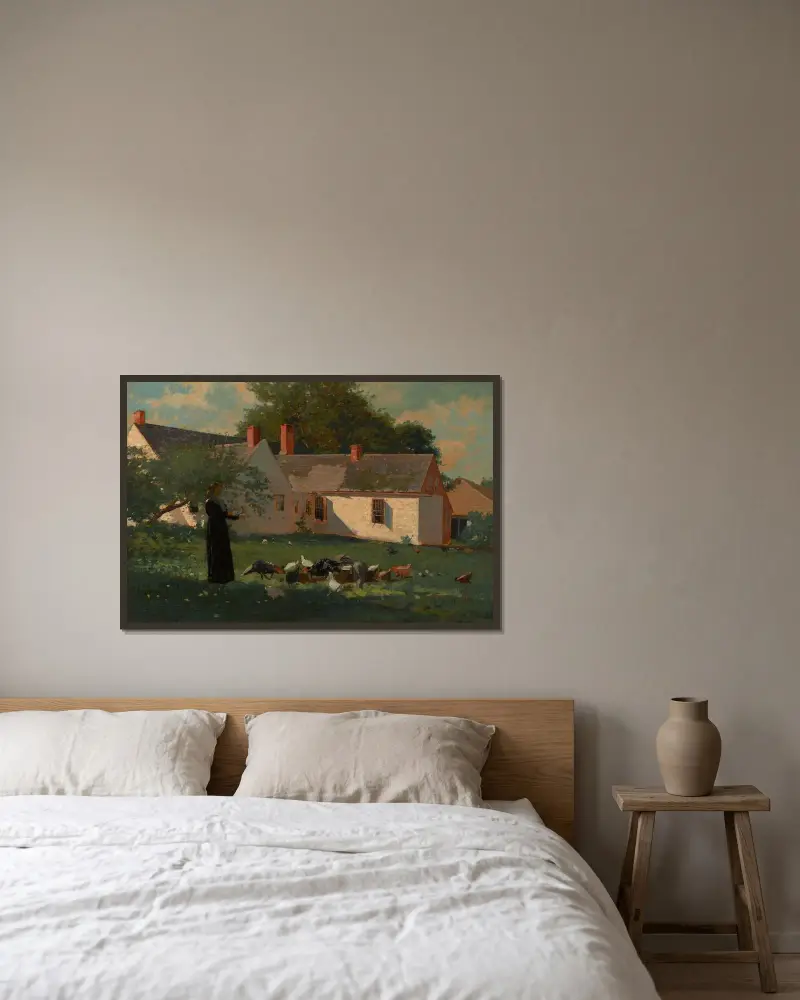 Bauernhofszene von Winslow Homer gerahmt an einer Wand