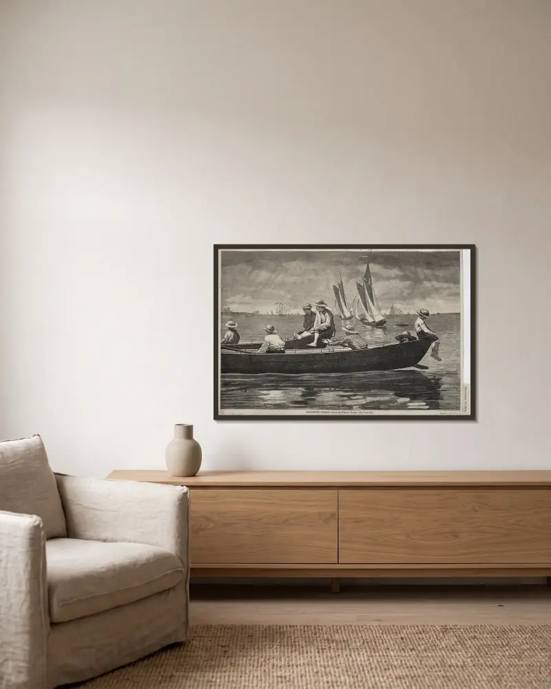 Hafen von Gloucester von Winslow Homer gerahmt an einer Wand