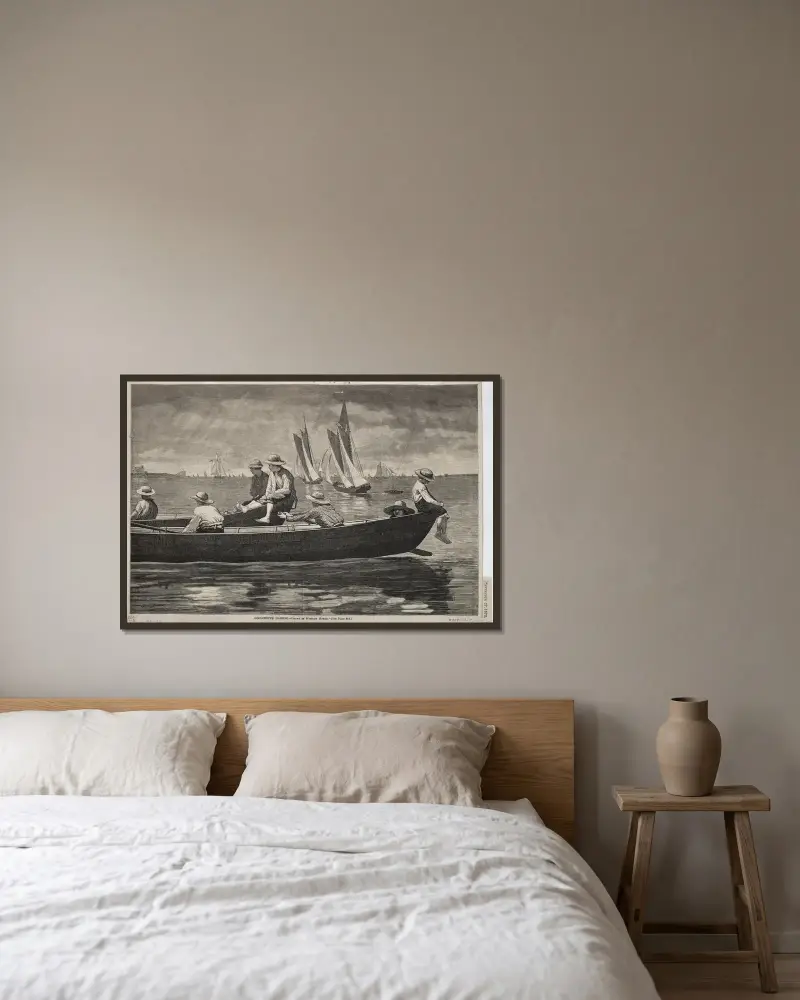 Hafen von Gloucester von Winslow Homer gerahmt an einer Wand
