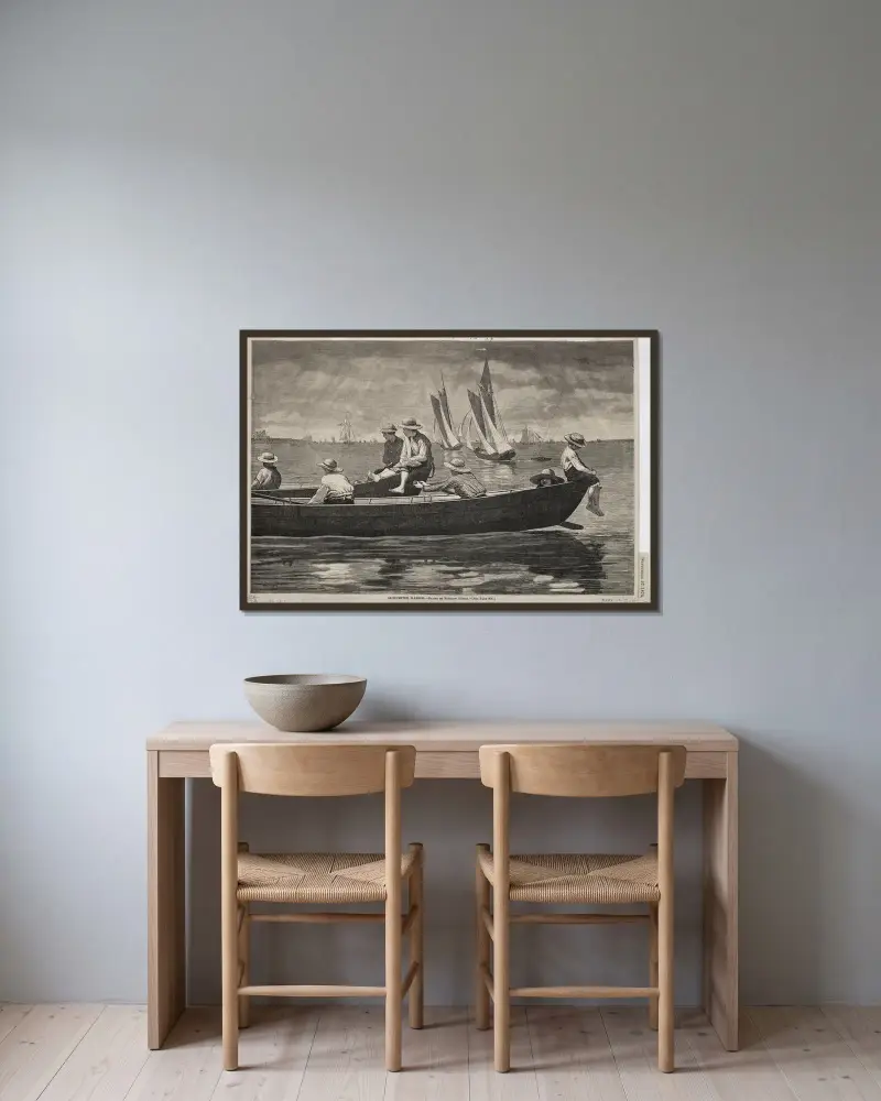 Hafen von Gloucester von Winslow Homer gerahmt an einer Wand
