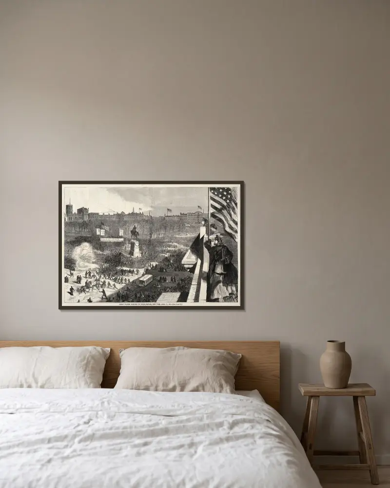 Wielkie zgromadzenie w Union Square w Nowym Jorku, 11 kwietnia 1863, Winslow Homer w ramie na ścianie