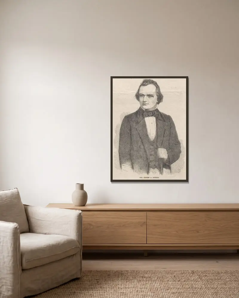Hon. Stephen A. Douglas von Winslow Homer gerahmt an einer Wand