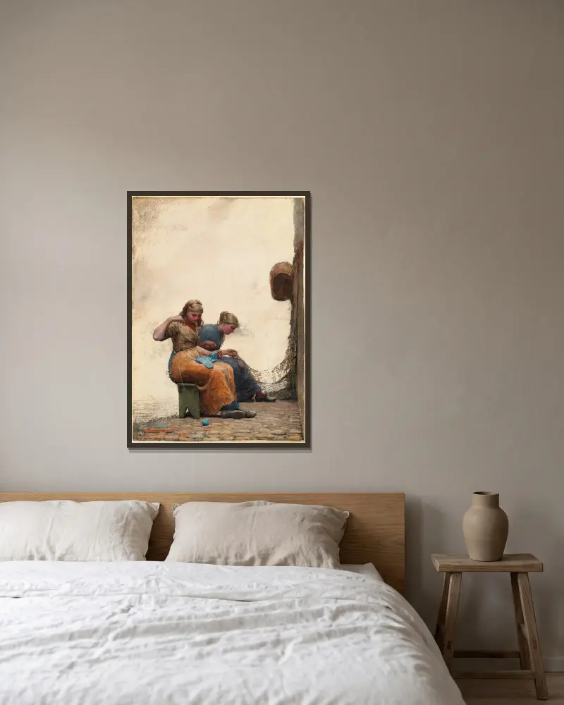 Łatanie sieci, Winslow Homer w ramie na ścianie