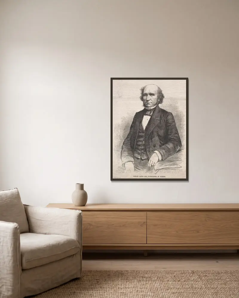 Nahum Capen, Esq., postmästare i Boston av Winslow Homer inramad på en vägg