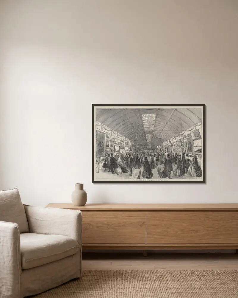 Picture Gallery of the Fair, Fourteenth Street Building av Winslow Homer inramad på en vägg