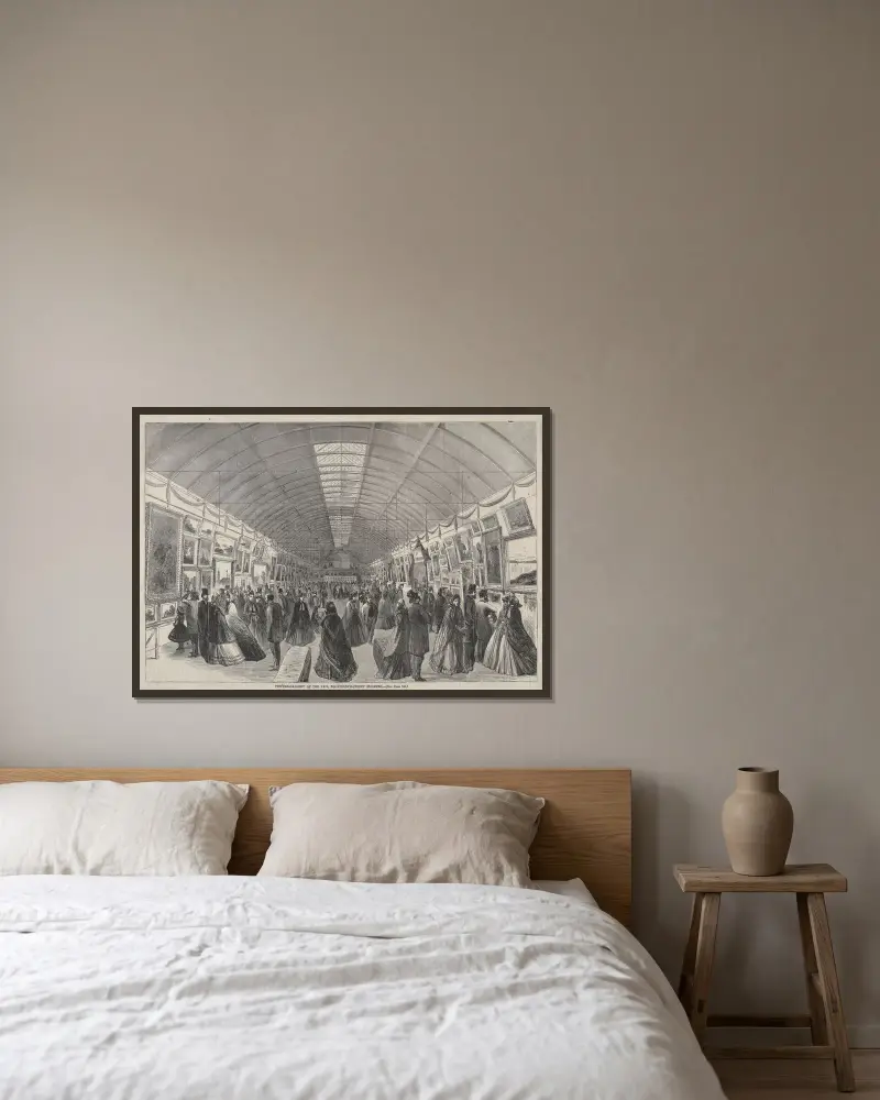 Picture Gallery of the Fair, Fourteenth Street Building av Winslow Homer inramad på en vägg
