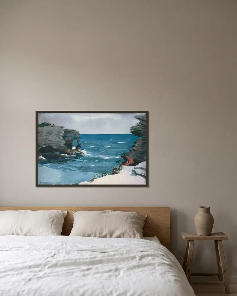 Rocky Shore, Bermuda av Winslow Homer inramad på en vägg
