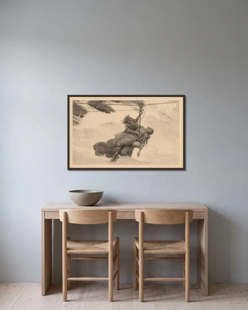 Zachráněn, Winslow Homer v rámu na stěně