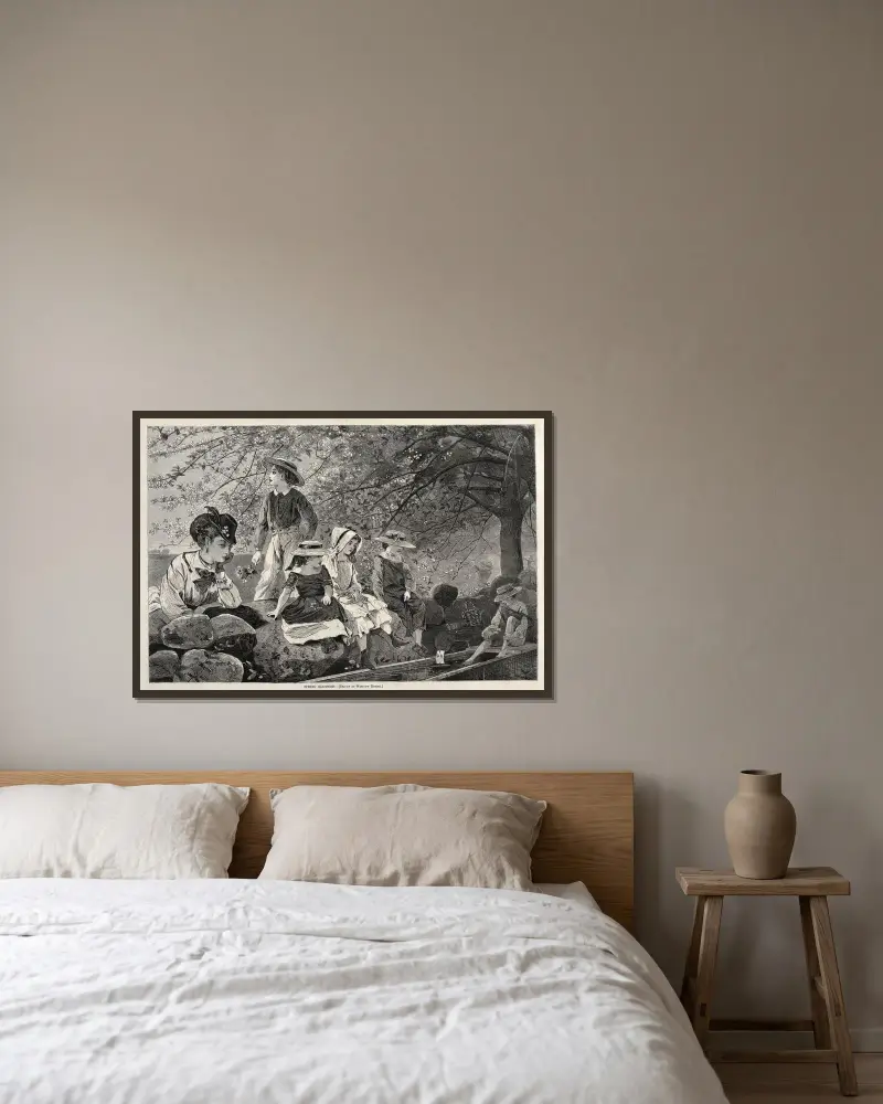 Frühlingsblüten von Winslow Homer gerahmt an einer Wand