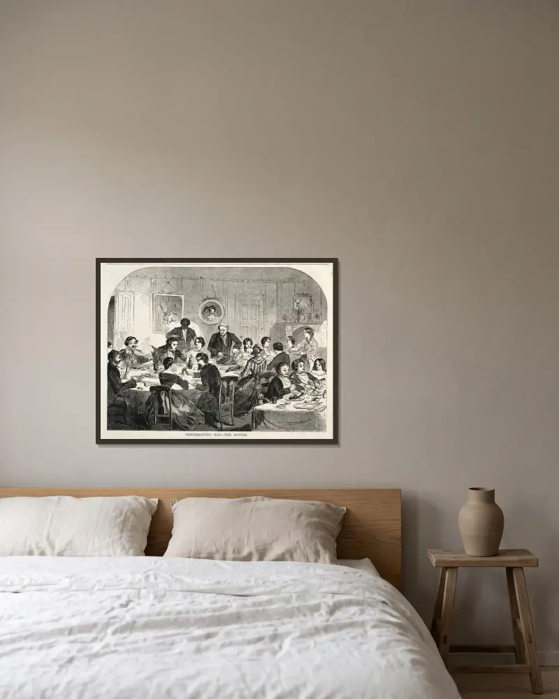Thanksgiving Day – The Dinner av Winslow Homer inramad på en vägg