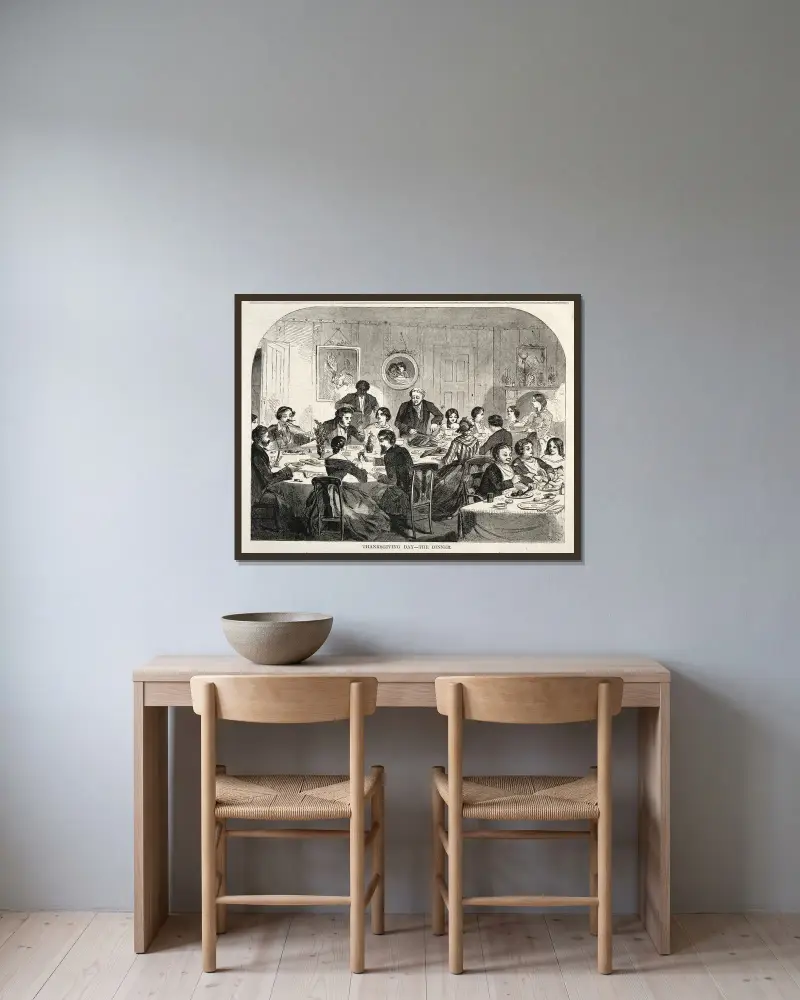 Thanksgiving Day – The Dinner av Winslow Homer inramad på en vägg