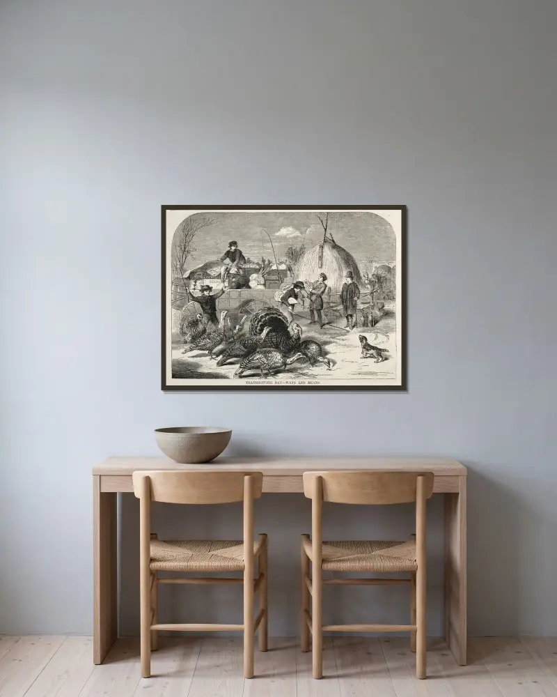 Thanksgiving Day – Ways and Means av Winslow Homer inramad på en vägg