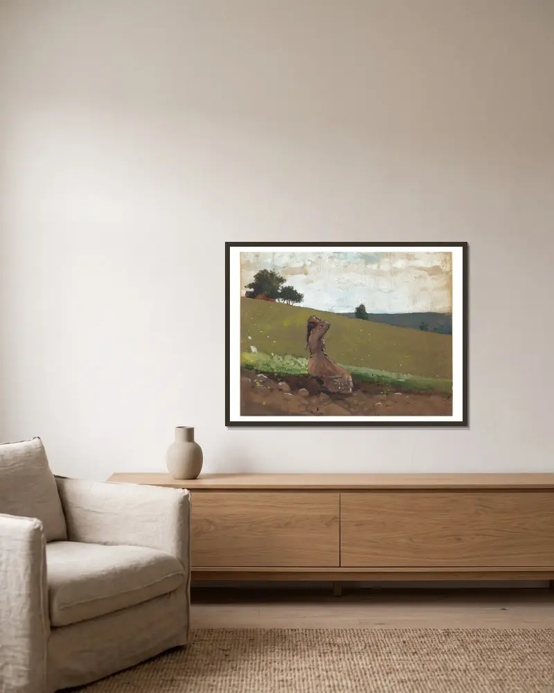 Der grüne Hügel von Winslow Homer gerahmt an einer Wand