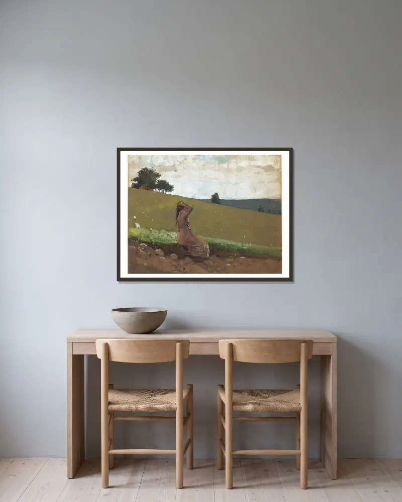 Der grüne Hügel von Winslow Homer gerahmt an einer Wand
