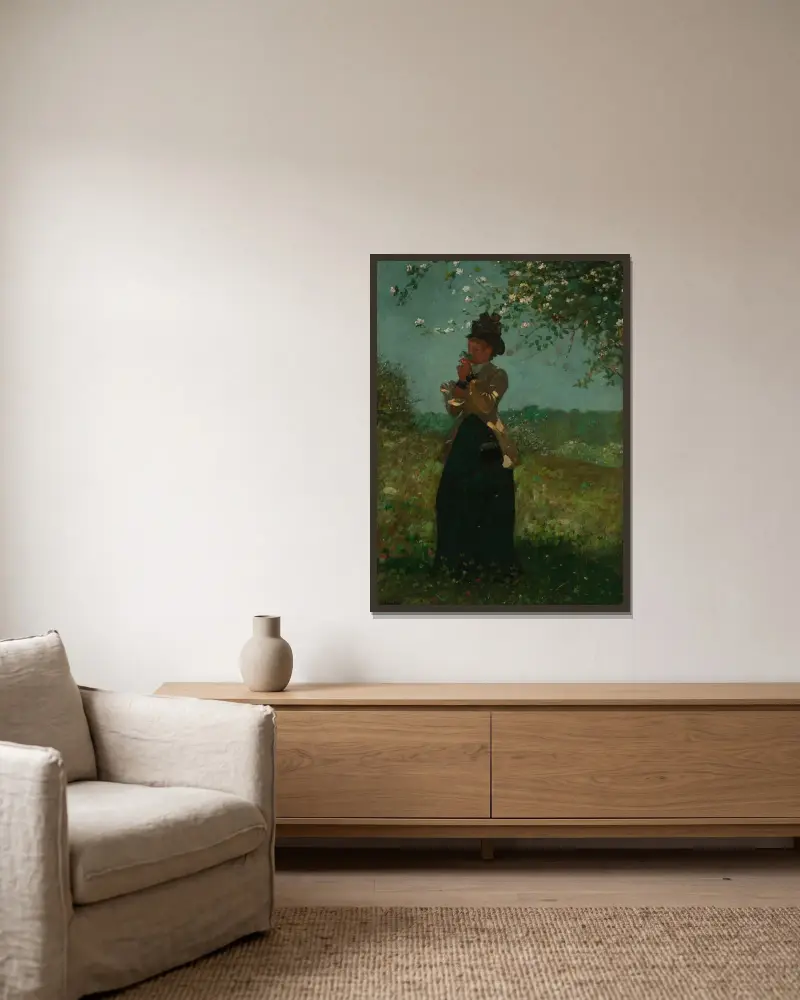 Die gelbe Jacke von Winslow Homer gerahmt an einer Wand