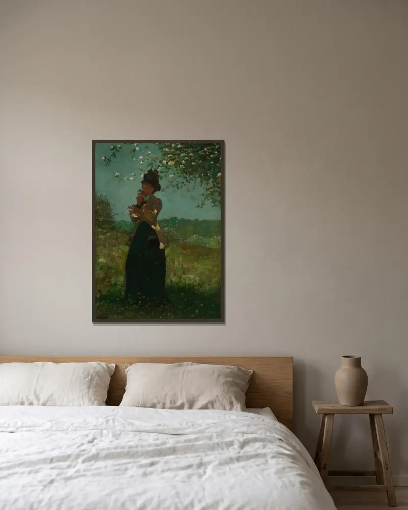 Die gelbe Jacke von Winslow Homer gerahmt an einer Wand