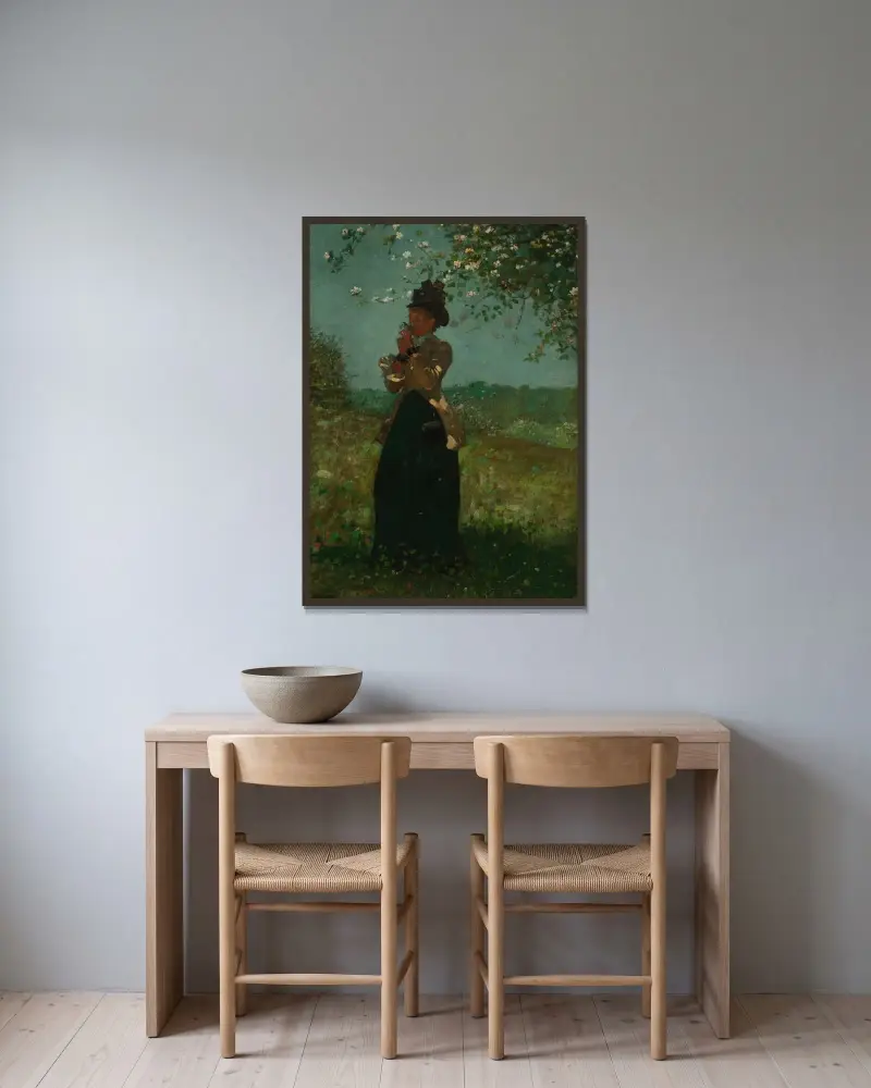 Die gelbe Jacke von Winslow Homer gerahmt an einer Wand