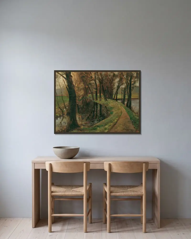Allee am Weiher von Olga Wisinger-Florian gerahmt an einer Wand