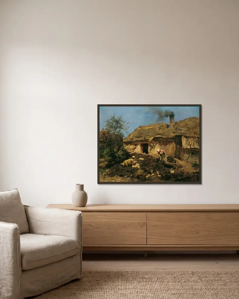 Arbeit am Bauernhof, 1888 – Nr. 1 von Olga Wisinger-Florian gerahmt an einer Wand