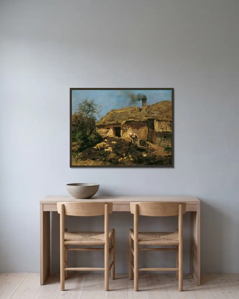 Arbeit am Bauernhof, 1888 – Nr. 1 von Olga Wisinger-Florian gerahmt an einer Wand