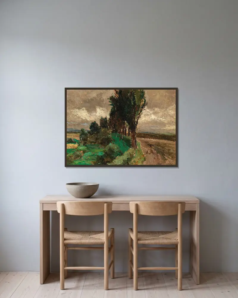 Avenue of Poplars av Olga Wisinger-Florian inramad på en vägg