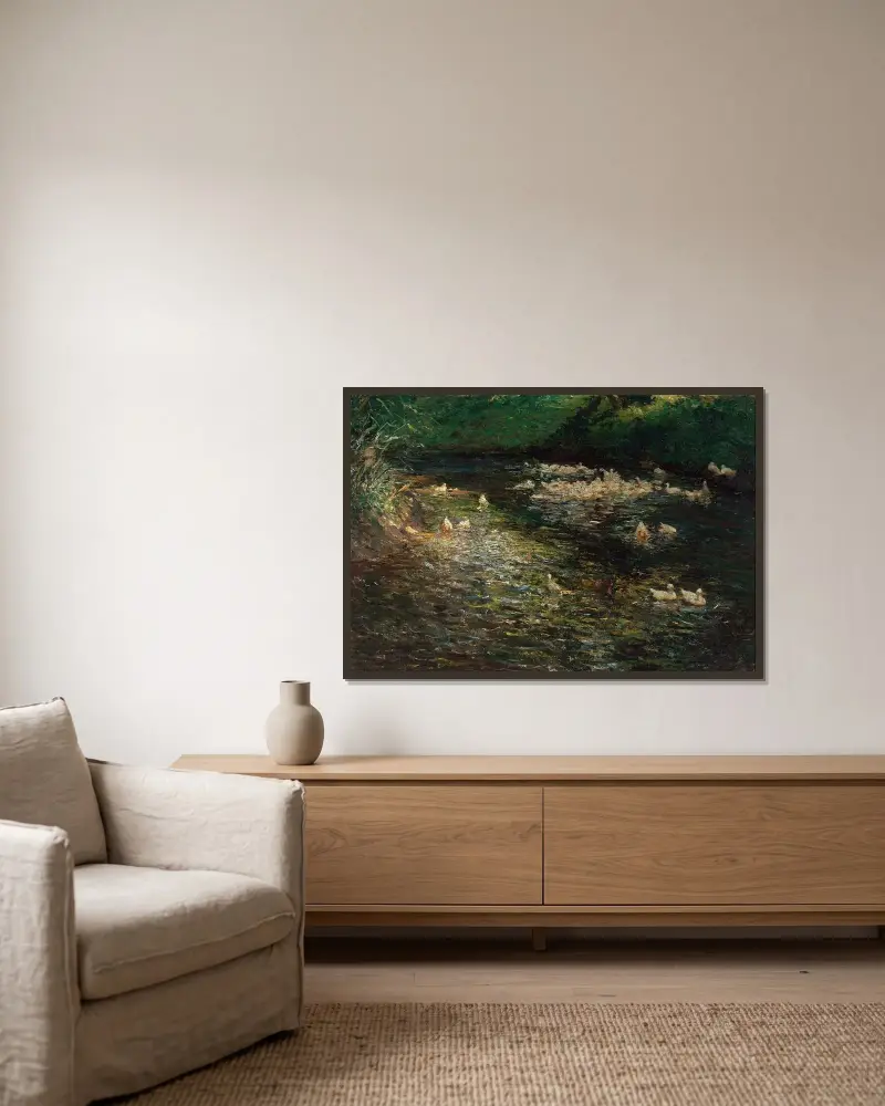 Ententeich von Olga Wisinger-Florian gerahmt an einer Wand