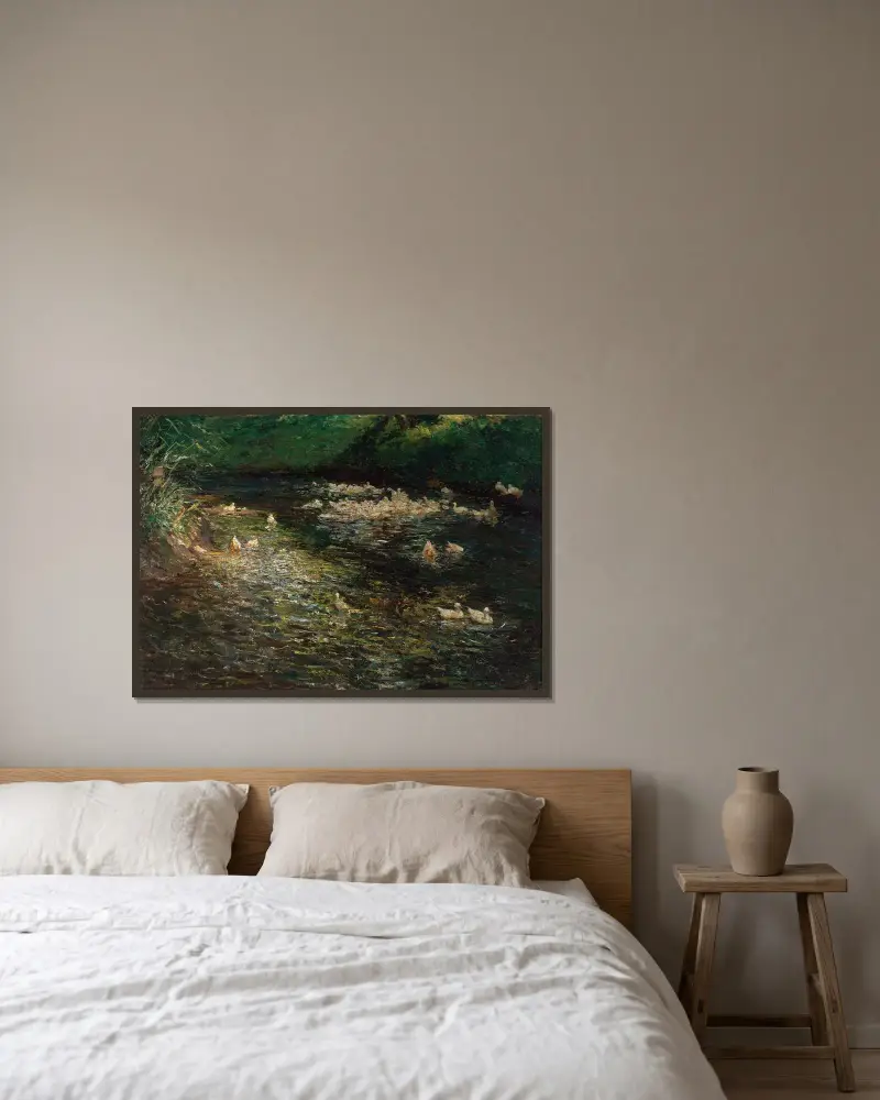 Ententeich von Olga Wisinger-Florian gerahmt an einer Wand