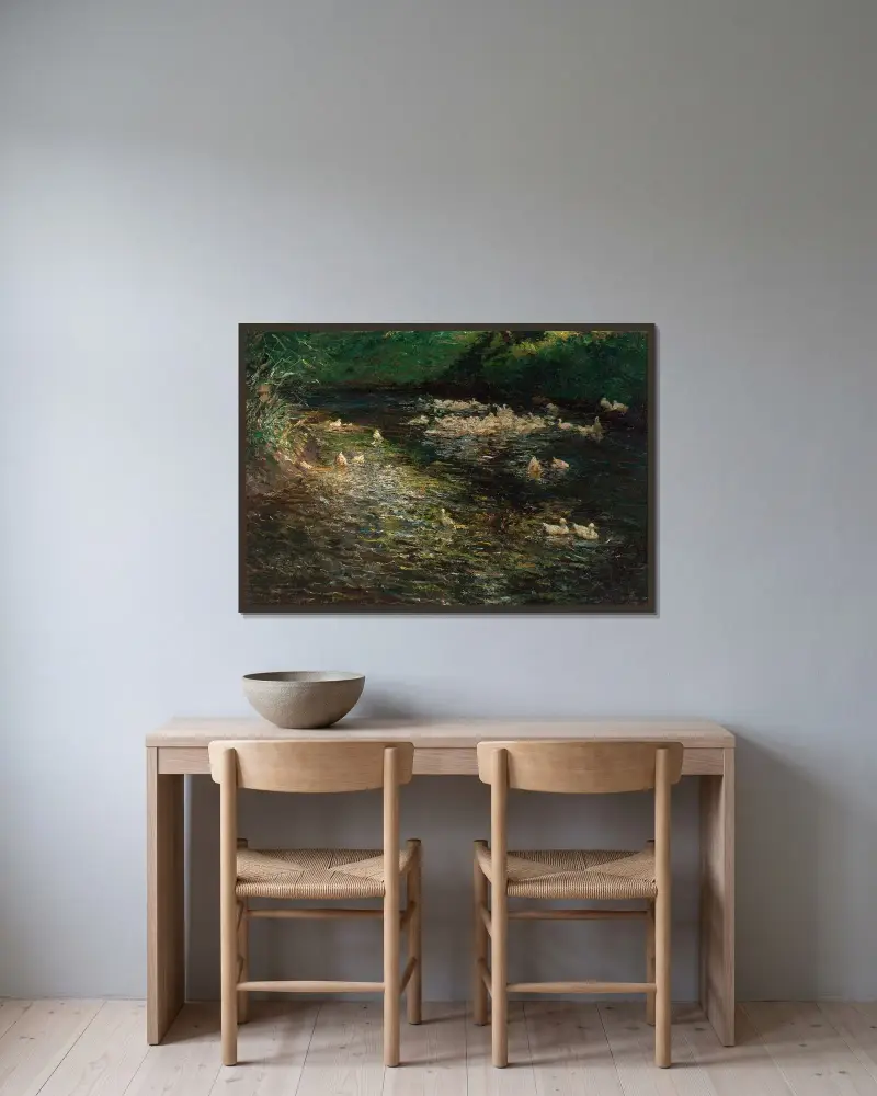 Ententeich von Olga Wisinger-Florian gerahmt an einer Wand