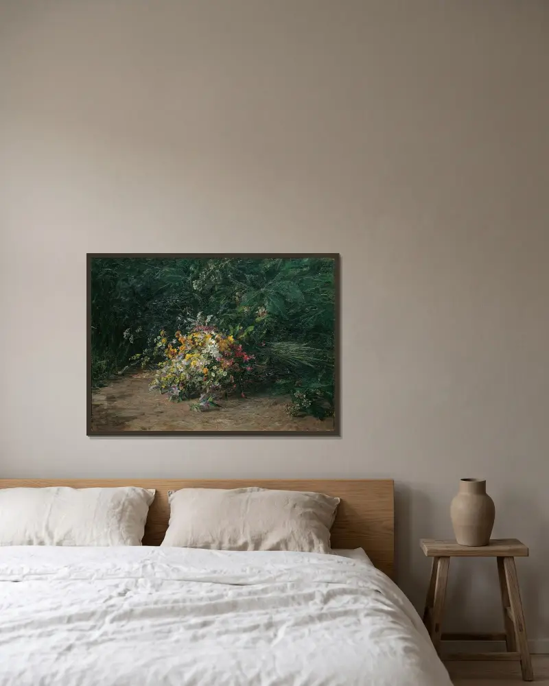 Feldblumenstrauß von Olga Wisinger-Florian gerahmt an einer Wand