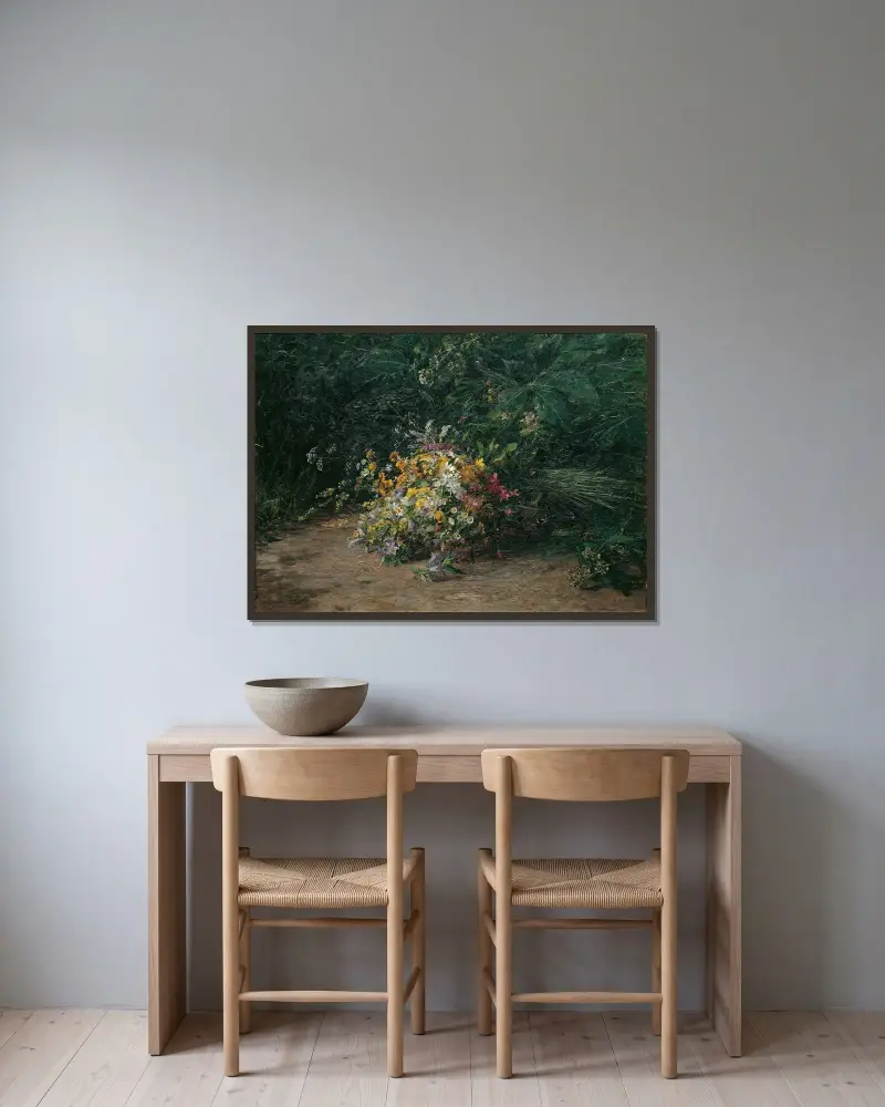 Feldblumenstrauß von Olga Wisinger-Florian gerahmt an einer Wand