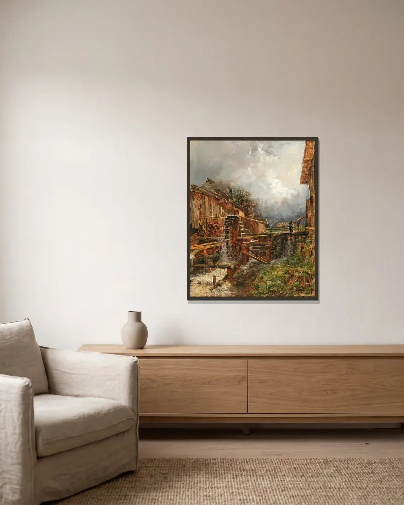 Mühle bei Goisern von Olga Wisinger-Florian gerahmt an einer Wand
