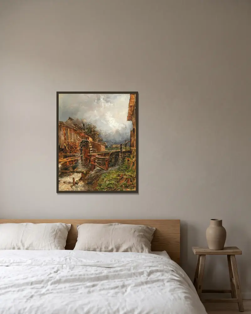 Mühle bei Goisern von Olga Wisinger-Florian gerahmt an einer Wand