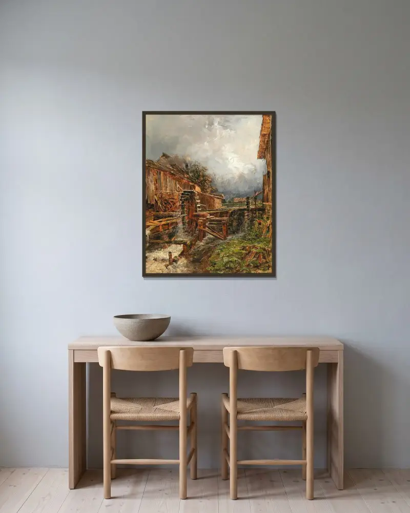 Mühle bei Goisern von Olga Wisinger-Florian gerahmt an einer Wand