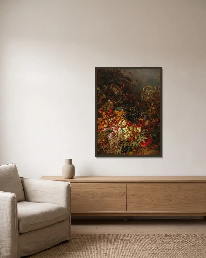 Oktober von Olga Wisinger-Florian gerahmt an einer Wand