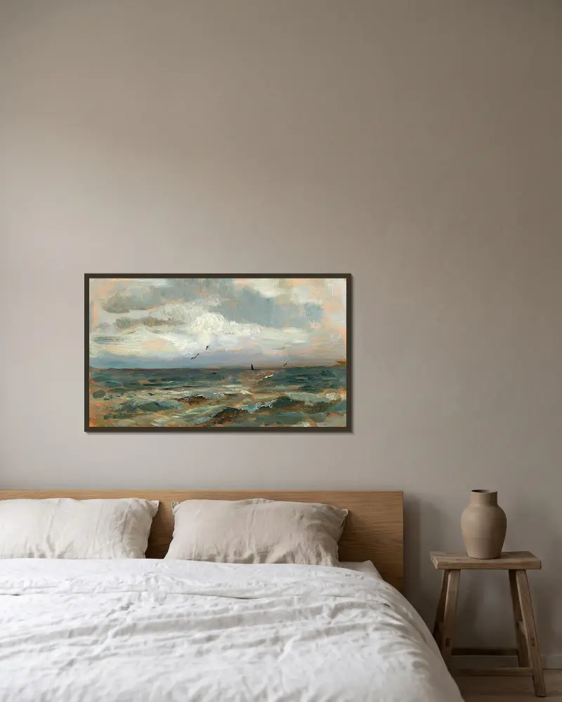 An der Nordsee von Olga Wisinger-Florian gerahmt an einer Wand