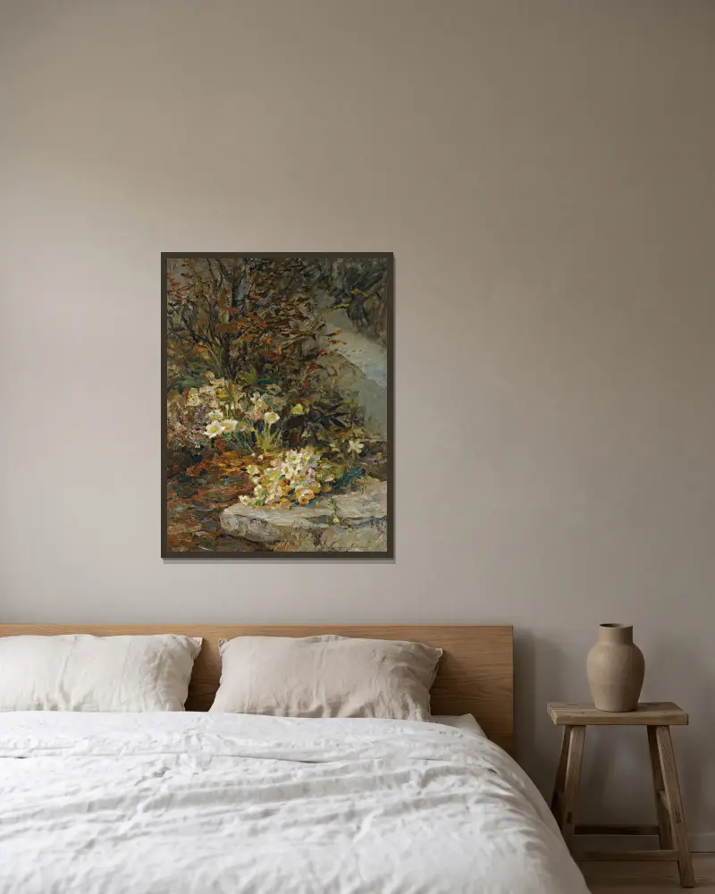 Čemeřice (Hellebores), Olga Wisinger-Florian v rámu na stěně