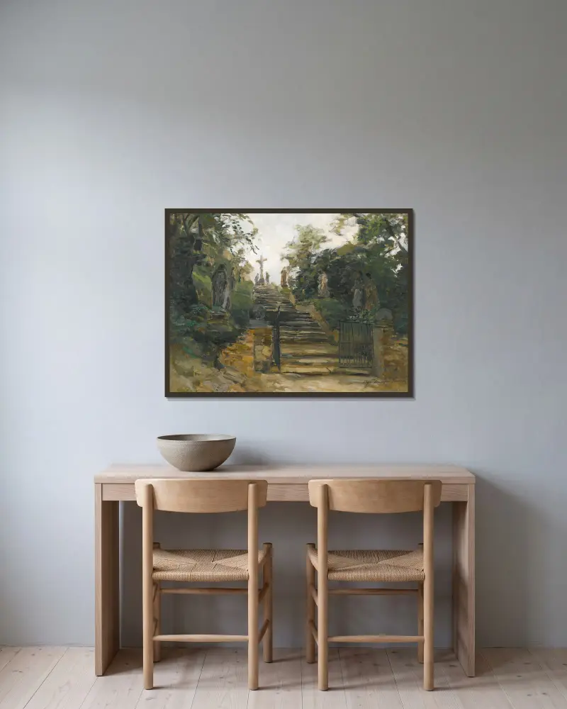 The Bisamberg Near Vienna av Olga Wisinger-Florian inramad på en vägg