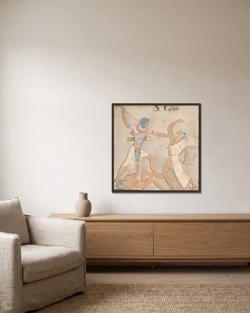 Image of an Egyptian Battle av Wojciech Gerson inramad på en vägg