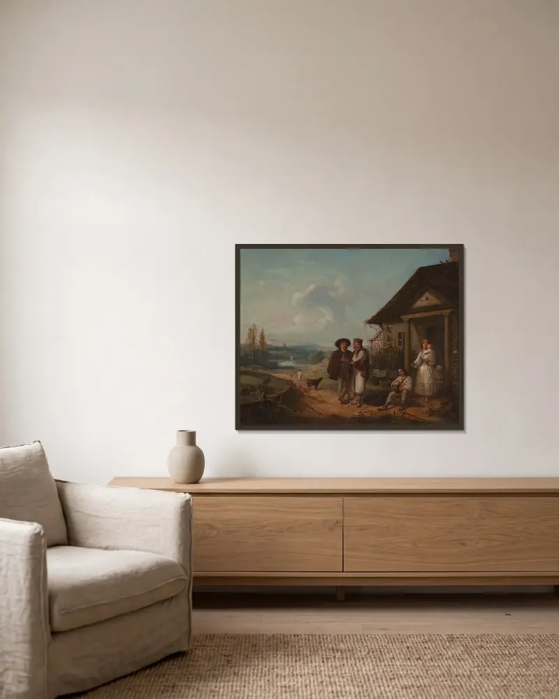 Vor einem Herrenhaus von Wojciech Gerson gerahmt an einer Wand