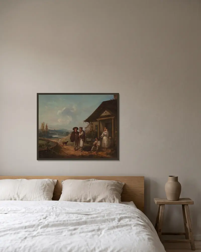 Vor einem Herrenhaus von Wojciech Gerson gerahmt an einer Wand