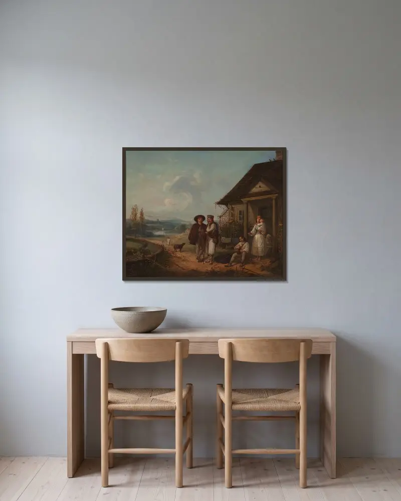 Vor einem Herrenhaus von Wojciech Gerson gerahmt an einer Wand