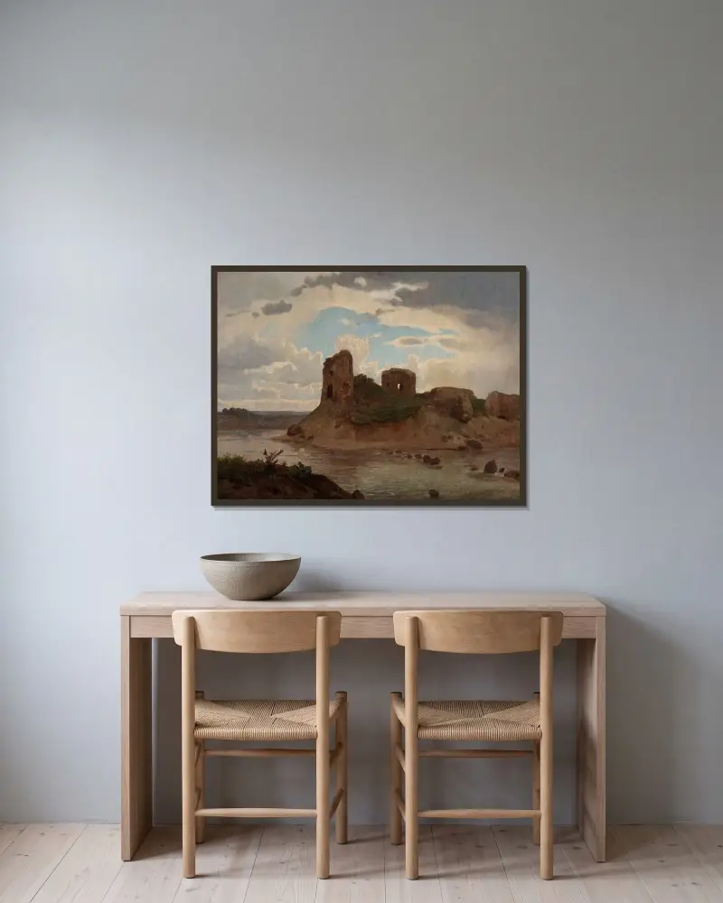 Ruinen des Schlosses Bobrowniki an der Weichsel von Wojciech Gerson gerahmt an einer Wand