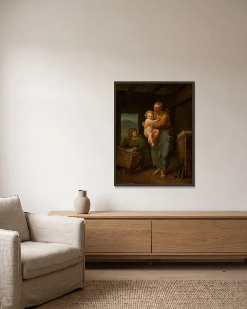 Heiliger Josef mit Jesus und der heiligen Anna von Wojciech Gerson gerahmt an einer Wand