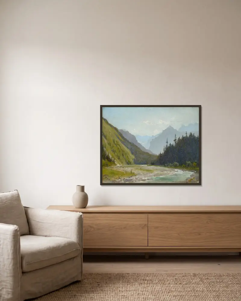 Tal der Weißen Wasser in den Tatrabergen von Wojciech Gerson gerahmt an einer Wand