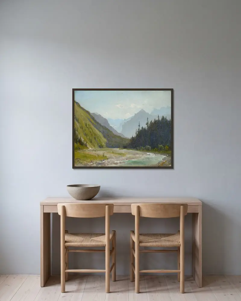 Tal der Weißen Wasser in den Tatrabergen von Wojciech Gerson gerahmt an einer Wand