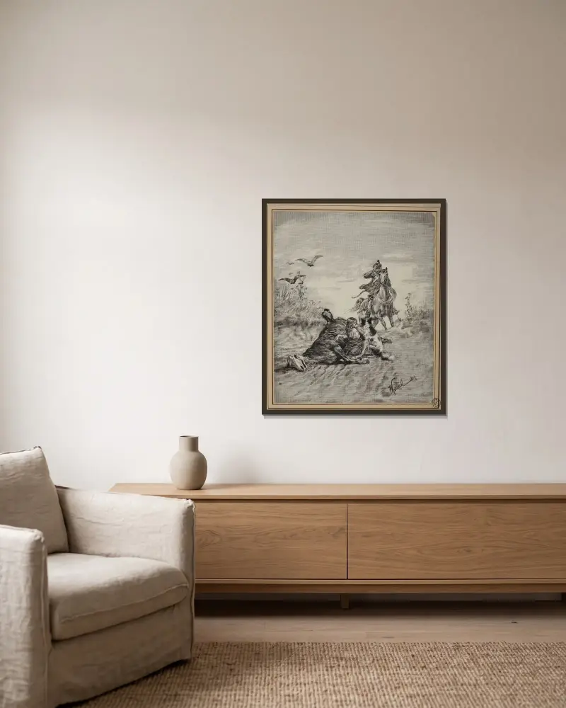 Aus der Kriegstragödie von Wojciech Kossak gerahmt an einer Wand