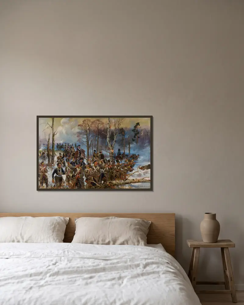 Olszynka Grochowska von Wojciech Kossak gerahmt an einer Wand