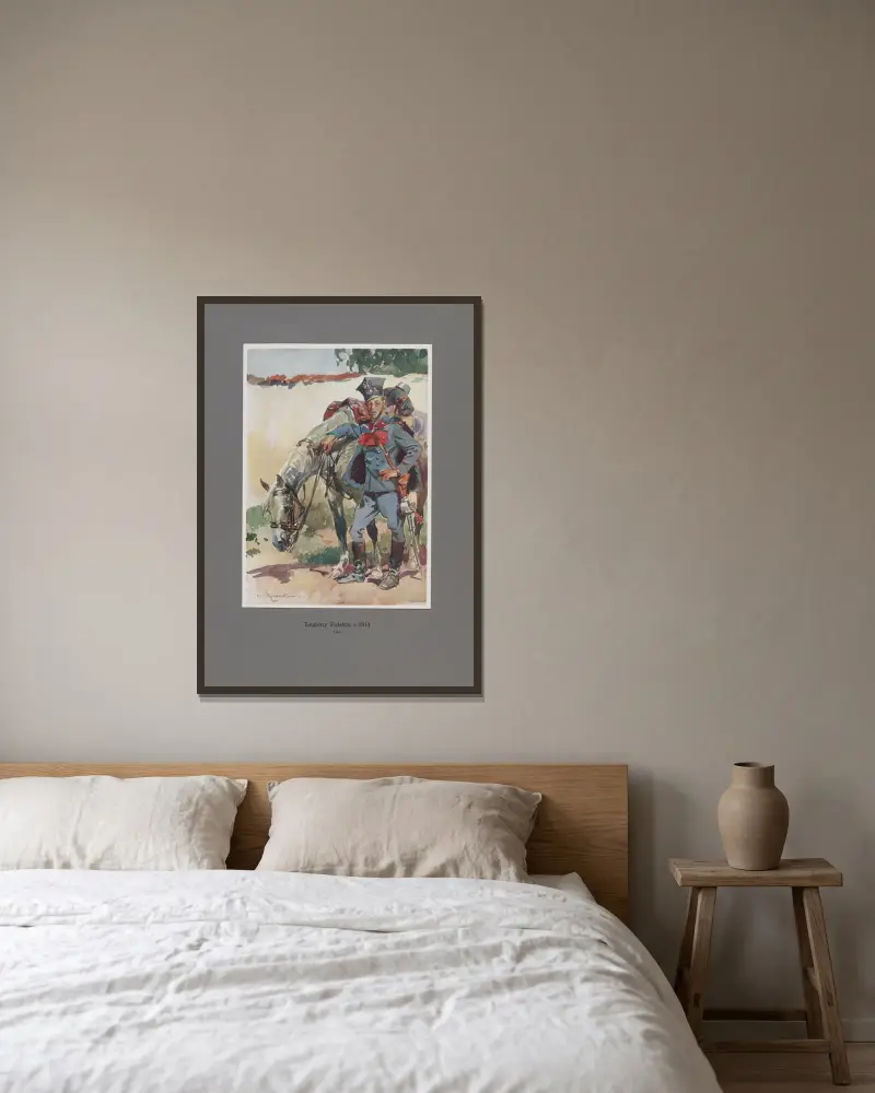 Ułan von Wojciech Kossak gerahmt an einer Wand