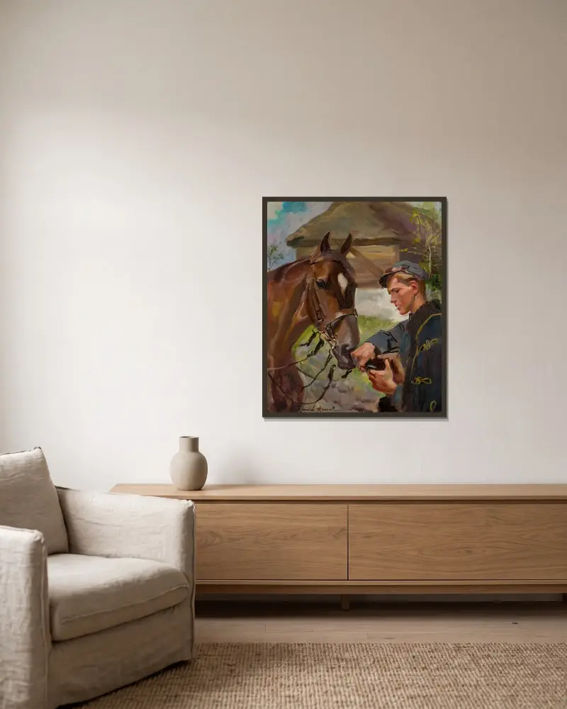 Ulan zu Pferd von Wojciech Kossak gerahmt an einer Wand