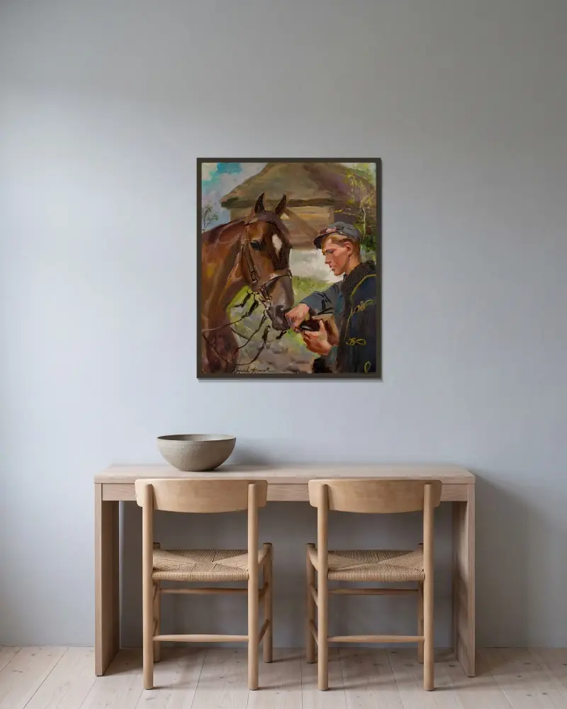 Ulan zu Pferd von Wojciech Kossak gerahmt an einer Wand